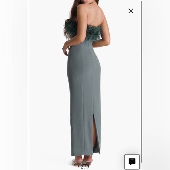 Juliene Strapless Feather Bodice Crepe Cocktail Dress | House of CB - Picture 3 of 11